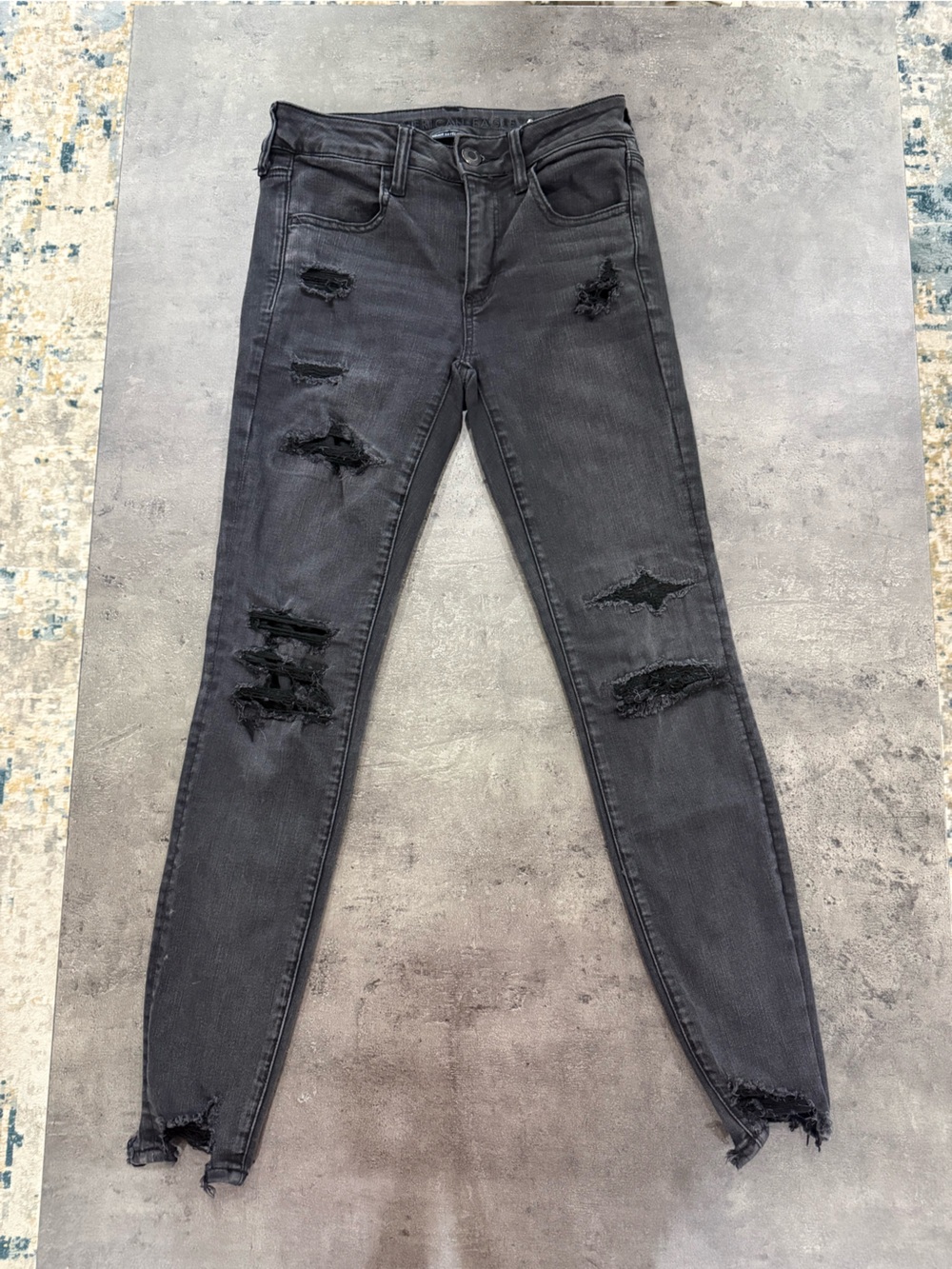 American Eagle Outfitters Black Distressed Skinny Jeans